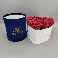 Boîte cadeau ronde en carton recyclé en forme de cœur avec logo en feuille d'or, finition mate, pour la Saint-Valentin, les arrangements floraux de mariage