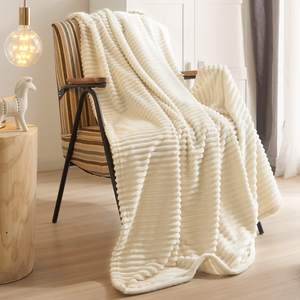 Chunky Throw Blanket pour Canapé Doux Chaud Moelleux <span class=keywords><strong>Beige</strong></span> Couverture Décorative et Giftable Rayé Polaire Couvertures pour Femmes Hommes - Product Image 1