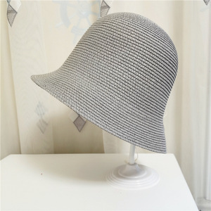 Vente en gros de chapeaux de paille tissés pliables de protection solaire pour femmes chapeaux de seau d'été casquettes de plage en plein air - Product Image 5