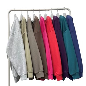 OEM Women's Casual Long <b>Crop</b> <b>Top</b> Pullover Hoodie Crew Neck 50% Cotton 50% Polyester Breathable Eco-Friendly Spring Custom - Product Image 3