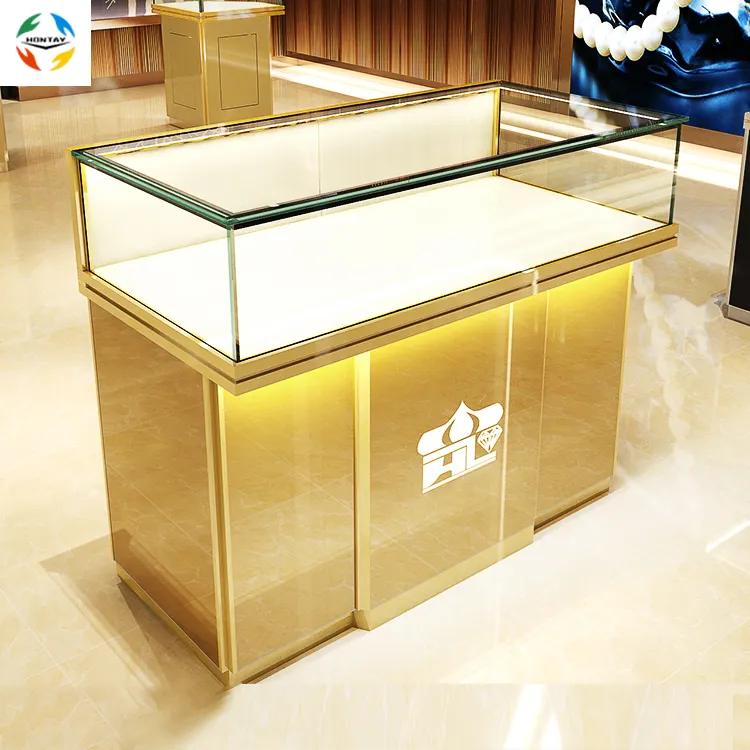 Customized Glass Shop Jewellery Showcase Fully Assembled Versatile Showroom Display Case Streamline Jewelry Standard Showcases