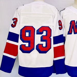 Jersey Hoki Es Gaya New York Pria 2024 # 10 # 20 # 31 # 93 Seragam Bordir Penuh Jahitan Rapi Penyerap Keringat 100% Poliester - Product Image 5