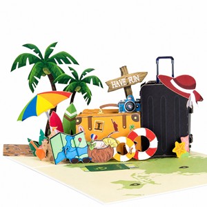 Carte de vœux 3D pop-up sur le thème du voyage, artisanat en papier fait main, cadeau avec vernis mat et impression offset pour anniversaire et fêtes - Product Image 1