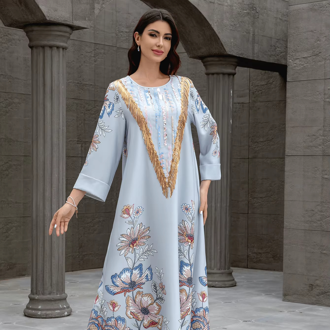 chinese dress ladies Qianliniuinc Abaya Dress for Women Dubai - Kaftan Dresses Bat Sleeves Loose  Jilbab Fashion Dress One Size Green a: Buy Online at Best Price in UAE