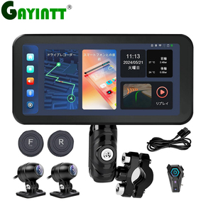 Gayintt 1080P 5 inch xe máy Carplay Android Auto GPS navigation Monitor với BT TPMS Dash Cam DVR Camera Ghi WIFI - Product Image 1
