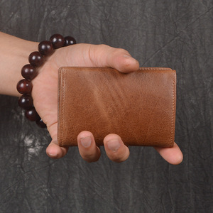 Genuine Leather Vintage <b>Men</b> Short <b>Wallet</b> <b>RFID</b> Blocking Large Capacity Notecase OEM Wholesale - Product Image 3
