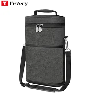 2 Bottle Insulated Wine Tote Carrier bag Leakproof & Insulated Padded Versatile Canvas Cooler Bag for Travel