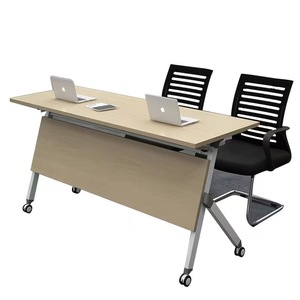 โต๊ะประชุมพับได้ทรงสี่เหลี่ยมผืนผ้า โต๊ะสำนักงานแบบเคลื่อนย้ายได้พร้อมเก้าอี้ รุ่น I21 โครงโลหะเคลือบสีฝุ่น - Product Image 1