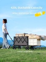 Chariot de camping pliable avec roues pivotantes/fixes et structure en X - Chariot de voyage inclinable pour les aventures en plein air des enfants