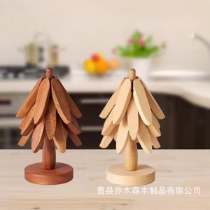 Salvamanteles con forma de árbol de madera maciza, aislante del calor, antiescaldaduras, para mesa de cocina, posavasos, resistente a altas temperaturas - Product Image 1