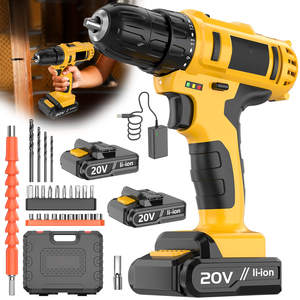 Perceuse sans fil 20V sans clé, tournevis, mini-outil de bricolage, vitesse variable, moteur à balais, alimentation par batterie, entrepôt UE CD-20AN-2 Cor - Product Image 1