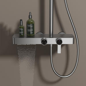 Robinet de douche mural réglable Vimijia, exclusivité transfrontalière, tout en cuivre, avec jet supérieur, trois niveaux chaud/froid, gris ABS - Product Image 6