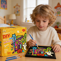 Kit de peinture sur bois pour enfants, maison hantée d'Halloween, ensemble d'art en bois 3D superposé à faire soi-même avec des peintures non toxiques, pinceaux, activité éducative