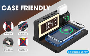 2024 Ama zon Meilleure vente Innovation Horloge à affichage numérique Chargeur sans fil PowerBank sans fil rapide avec thermomètre et FM <span class=keywords><strong>vide</strong></span> - Product Image 5