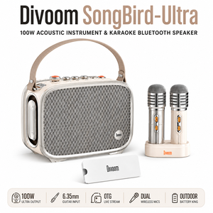 Sistema di Altoparlanti per <span class=keywords><strong>Karaoke</strong></span> DIVOOM SONGBIRD ULTRA 100W con Doppio Microfono Wireless, Registrazione di Qualità Studio <span class=keywords><strong>USB</strong></span>/OTG Senza Perdita di Dati - Product Image 1