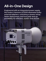 Luz de Video LED Godox LE200D Litemons, Iluminación Continua Máxima de 220W, Control Inalámbrico/DMX/NFC, Montura Bowens para Estudio y Transmisión en Vivo