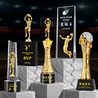 Trophée en cristal K9 fait main en gros de l'usine de Pujiang, pour basketball/football/volley-ball, avec gravure laser personnalisée et logo