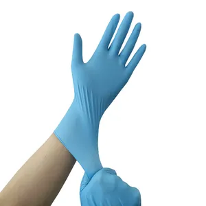 Yüksek kaliteli ev tek kullanımlık nitril eldiven ile tek kullanımlık açık mavi toz ücretsiz nitril eldiven