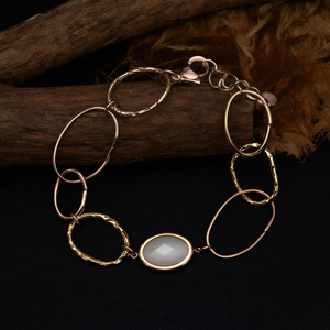 สร้อยข้อมือแฟชั่นแบบโซ่เคลือบทอง PVD สแตนเลสสตีล 316L ดีไซน์หินรูปไข่ ทนทาน เป็นมิตรต่อสิ่งแวดล้อม - Product Image 3