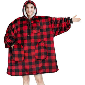 Nouveau modèle 2026, Pull à capuche grande taille très vendu, en polaire chaude à carreaux, avec manches, utilisable comme couverture TV - Product Image 6