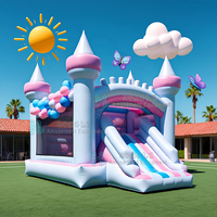 Château gonflable commercial pour adultes, personnalisable (couleur, logo, taille), en PVC, avec toboggan, idéal pour mariages et événements.