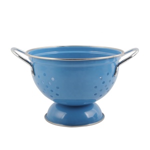 Passoire en émail bleu clair avec poignées en acier inoxydable, bol à fruits durable, passoire de cuisine, lavage à la main uniquement - Product Image 3