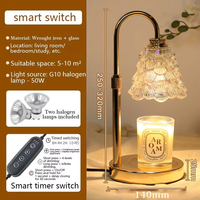 Diffuseur de cire électrique de style vintage pour la décoration de chambre et de salon, avec abat-jour en verre coloré, fonction minuterie, prise US