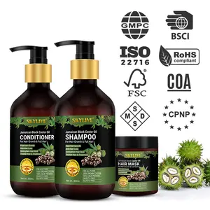 Commercio all'ingrosso di collagene proteico per capelli danneggiati riparazione nutriente lisciante a base di erbe essenziale olio di ricino cheratina per capelli Shampoo