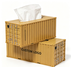 Caja de pañuelos estilo contenedor de envío para transporte de mercancías y entrega de regalos personalizados en venta - Product Image 1