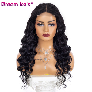 Dream.Ice's Hair Made in China 20inch loose wave human hair blend For Factory Supplier 4*4 human hair blend wigs lace front wig