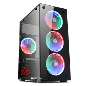 Игровой Корпус RGB вентиляторы ATX корпус игровой башни ПК корпус с 4 шт. 120 мм RGB вентиляторы стеклянные прозрачные панели RGB Освещение