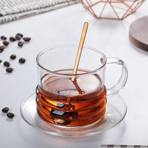 Nouvelle <span class=keywords><strong>tasse</strong></span> à café en verre teinté épaissi tasses à <span class=keywords><strong>expresso</strong></span> en verre borosilicaté avec soucoupe pour café - Product Image 6