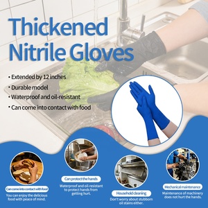 <span class=keywords><strong>Gants</strong></span> en nitrile <span class=keywords><strong>jetables</strong></span> bleu foncé à manchette longue <span class=keywords><strong>de</strong></span> 12 pouces, <span class=keywords><strong>de</strong></span> qualité alimentaire, pour le nettoyage des <span class=keywords><strong>toilettes</strong></span>, la vaisselle et l'usage domestique - Product Image 5