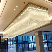 Lustre en cristal K9 personnalisable, lumière LED à 3 couleurs dimmable, style moderne et minimaliste de luxe pour salle de banquet d'hôtel