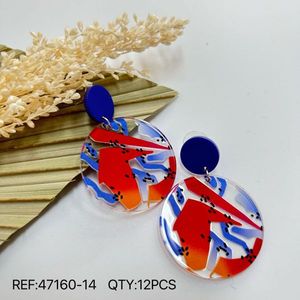 Orecchini Dipinti Rotondi in Acrilico, Design Astratto Colorato, Gioielli di Tendenza, Accessorio Moda - Product Image 1