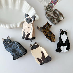 Barrette à cheveux pour chaton, design créatif et mignon d'animaux, alliage et acétate, 8-9 cm, utilisation pour les femmes - Product Image 4