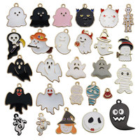 Colgante de Calabaza Fantasma de Halloween, Divertidas Cuentas de Metal de Aleación para Accesorios de Pelo DIY - Adorno para Pulseras, Collares y Pendientes