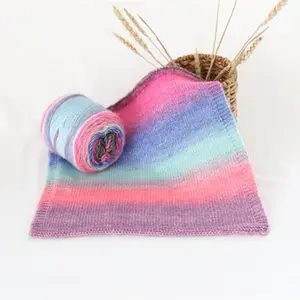 Hot sales 1/2.3NM soft super chunky RAINBOW cake yarn for hand knitting Scarf, hat, shawl, sweater