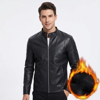 Blouson Moto Biker Classique en Similicuir PU Noir Coupe Ajustée Coupe-Vent de Haute Qualité pour Hommes