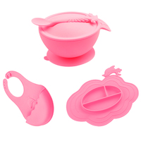 Prix usine ensemble de vaisselle écologique incassable enfants Silicone bavoir cuillère bol 0-12 mois bébé fournitures vert sain