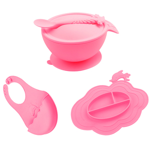 Set di stoviglie eco-friendly prezzo di fabbrica infrangibile in Silicone per bambini bavaglino ciotola 0-12 mesi forniture per bambini verde <span class=keywords><strong>sano</strong></span> - Product Image 1