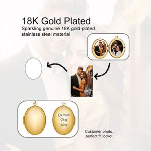 Collar de Acero Inoxidable 14k con Colgante Impermeable Antideslustre para Fotos DIY, Joyería de Oro Sólido, para Mujer y Hombre - Product Image 4