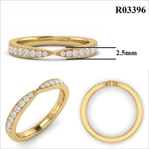 Bague de mariage en diamant incurvé en or jaune 18 carats, pavé de diamants naturels, certifiée IGI, bijoux fins sur mesure pour femmes, fabrication artisanale - Product Image 6