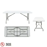 Vente en gros de table pliante en plastique 183*76*74cm Table rectangulaire pliante portable de 6 pieds pour jardin extérieur blanc