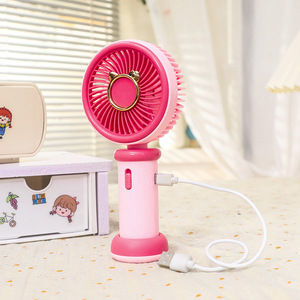 Portable Handheld <b>Fan</b> With <b>Stand</b> USB Rechargeable 5V DC Motor Button Control For Travel Desk Use - Product Image 5