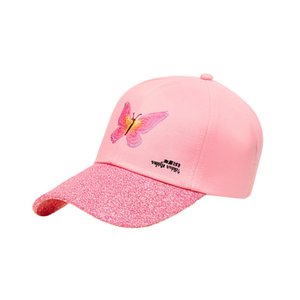 Butterfly Embroidered Children's Baseball Cap Pink Red White Blue <b>Purple</b> Glitter Brim One Size - Product Image 1
