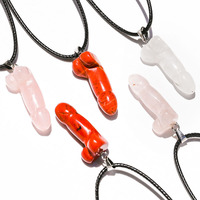 Pierre Naturelle Mini Pénis Collier Quartz Cristal Guérison Artisanat Dick Collier Testicule Organe Spirituel Pendentif Collier Bijoux