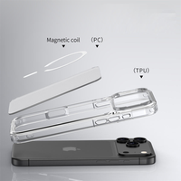 Coque de téléphone portable transparente en TPU+PC, antichoc, magnétique N52, anti-jaunissement pour iPhone 16/17/18promax