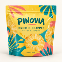 Sachet d'emballage personnalisé pour ananas séché avec fermeture éclair refermable, film haute barrière et étiquette privée pour l'emballage de fruits