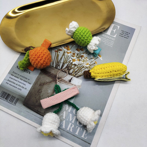 MIO lindo fruta pinzas para el cabello colorido hecho <span class=keywords><strong>a</strong></span> mano de punto niños pinzas para el cabello fresa cereza plátano forma pico de pato clips para niñas - Product Image 4